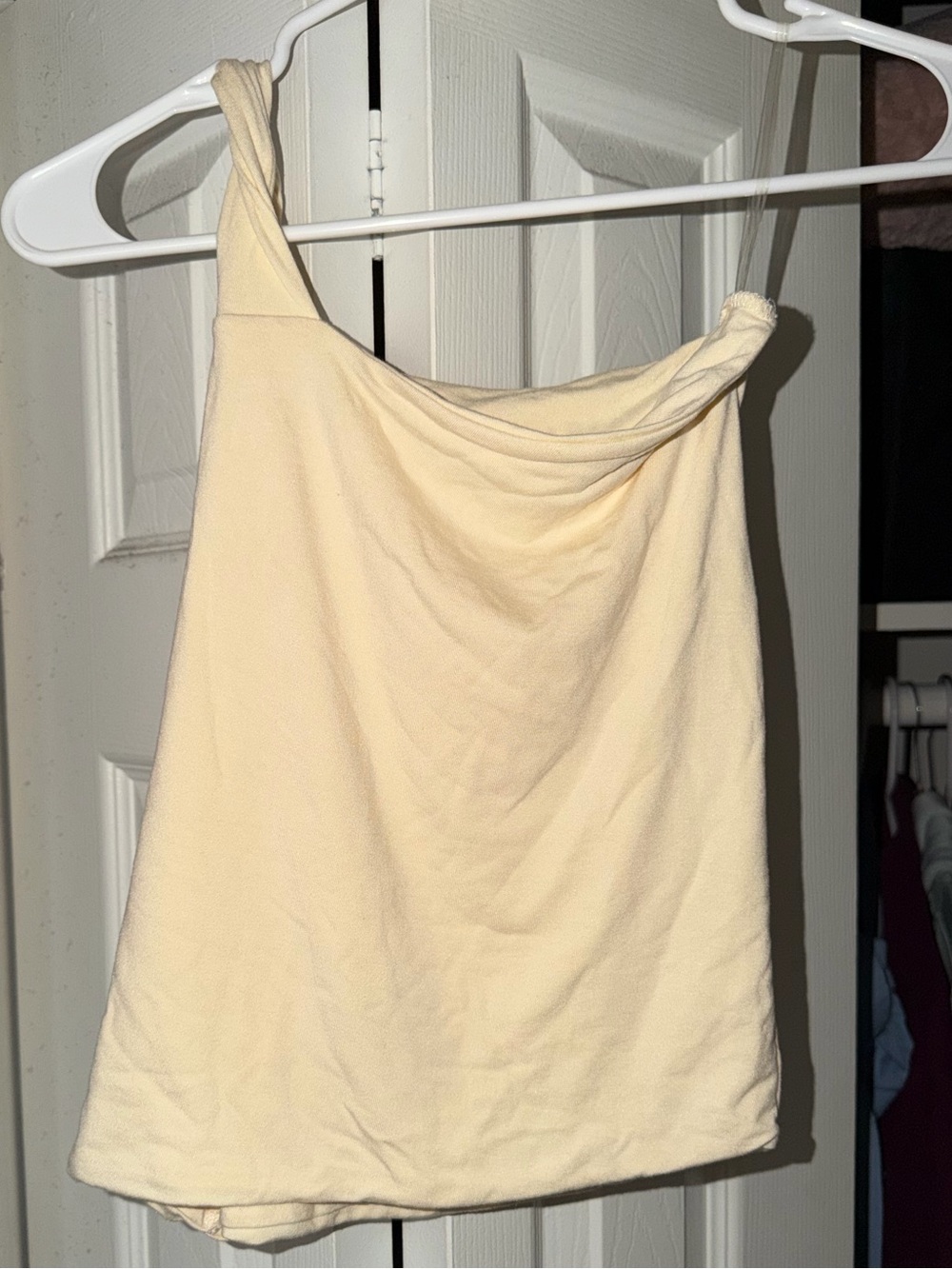 Oh Polly Light Yellow One-Shoulder Tank Top